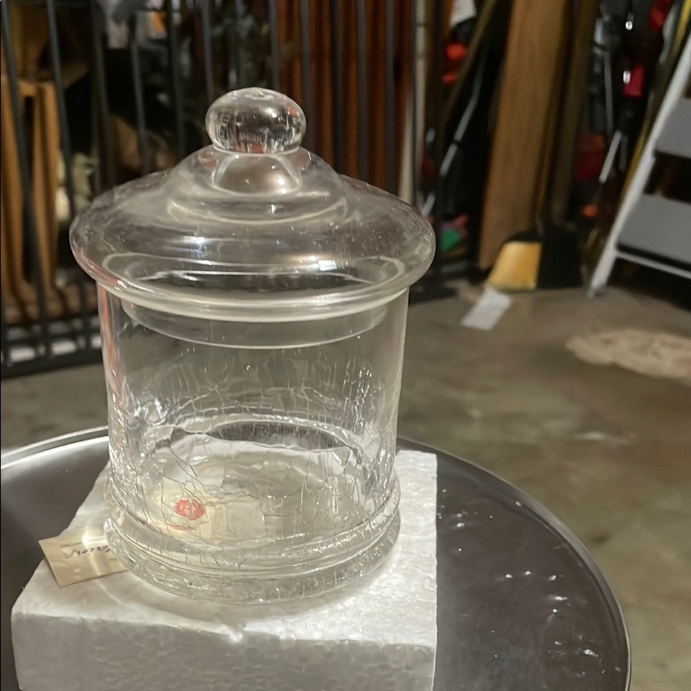 Clear Crackled Glass Jar with Lid